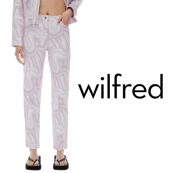 WILFRED Free Vera Pant Printed High Waisted Twill Pants Soft Swirls Neutral - 10 - Picture 1 of 15
